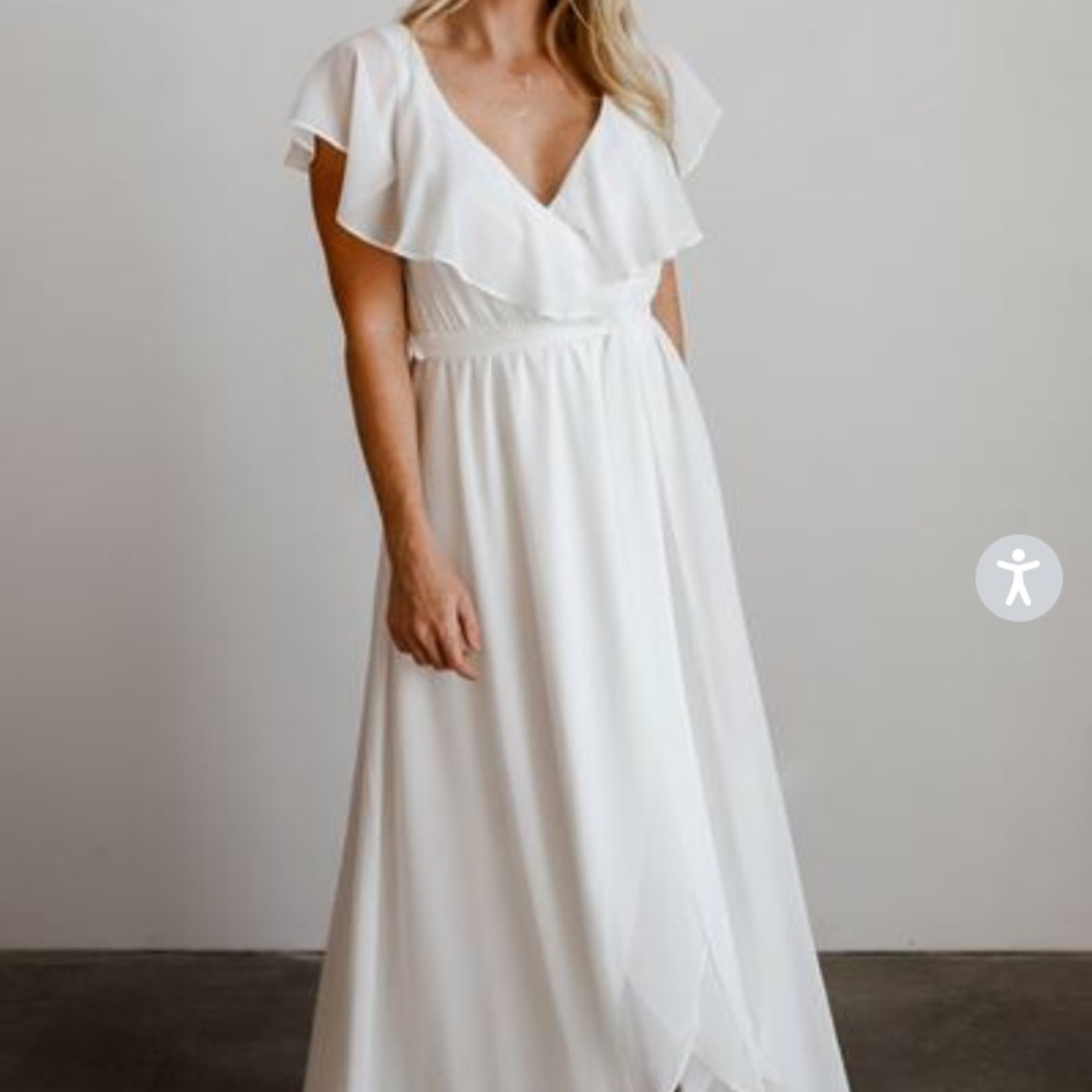 Katya Baltic Born White Ruffle Maxi Dress